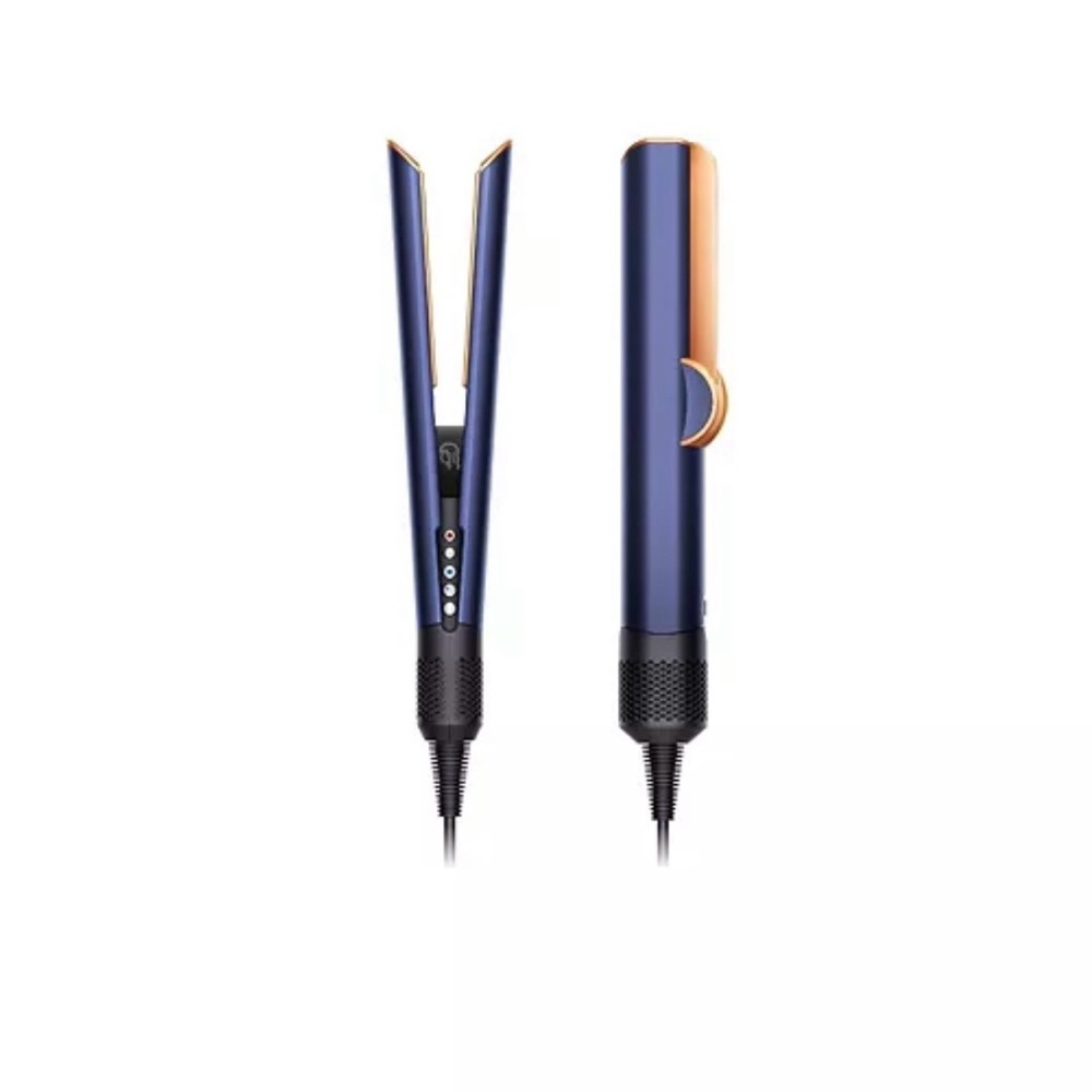 Navy Blue Ceramic Hair Straightener with Rose Gold Accents